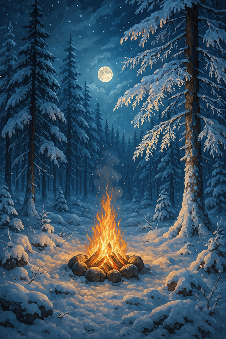 Winter Night By The Fire (Diamond Painting) Diamond Painting kit