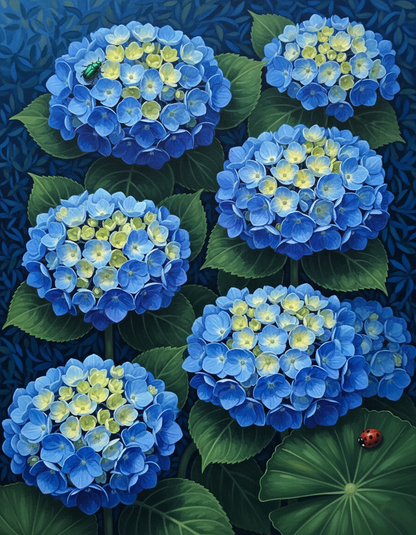 Indigo Hydrangea Cluster