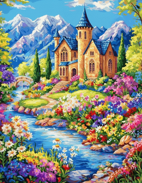 Mountain Castle Garden (Diamond Painting) Diamond Painting kit
