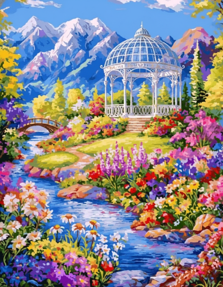 Mountain Gazebo Garden (Diamond Painting) Diamond Painting kit