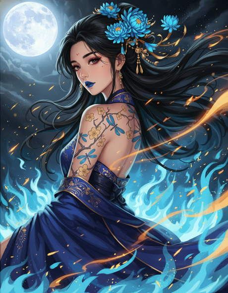 Moonlit Dragon Lady (Diamond Painting) Diamond Painting kit