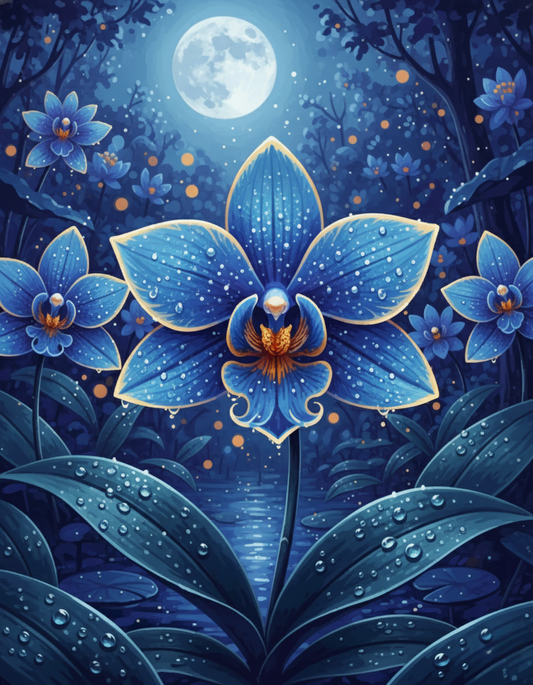 Blue Orchid Moonlit Forest