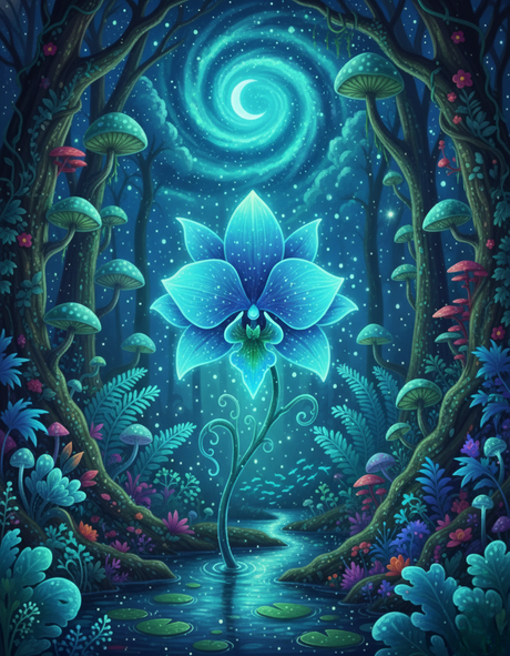 Blue Orchid Forest (Diamond Painting) Diamond Painting kit
