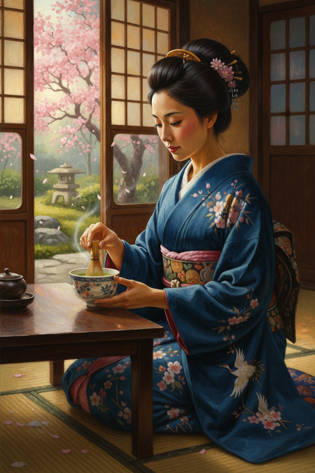 Kimono Woman, Tea Ceremony (Diamond Painting) Diamond Painting kit