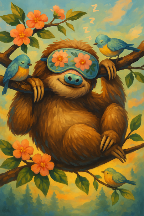 Sleepy Sloth & Songbirds (Diamond Painting) Diamond Painting kit