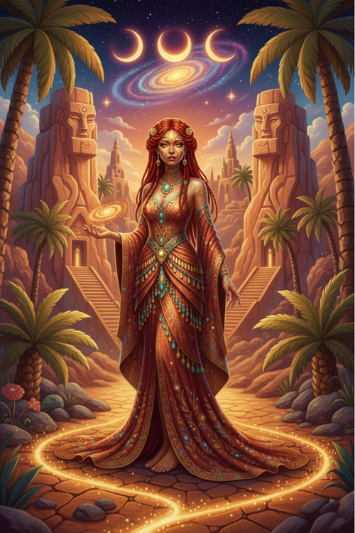 Woman and Three Moons