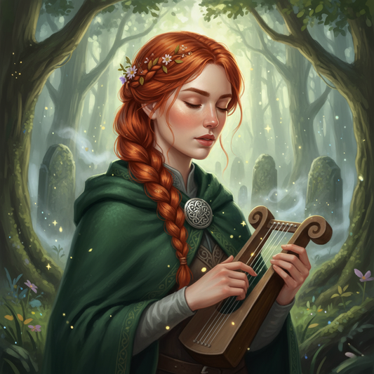 Celtic Musician in Forest