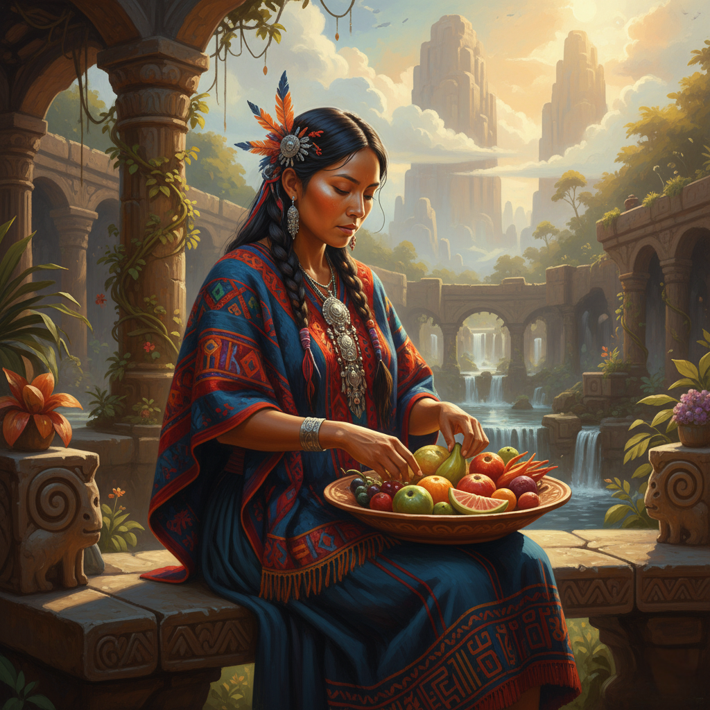 Andean Woman, Fruit Offering