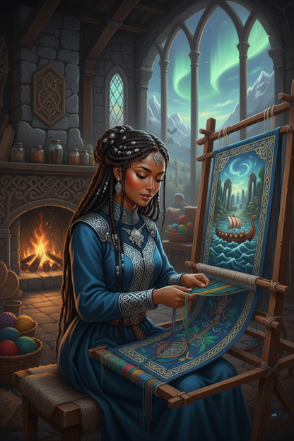 Norse Woman, Braids & Loom
