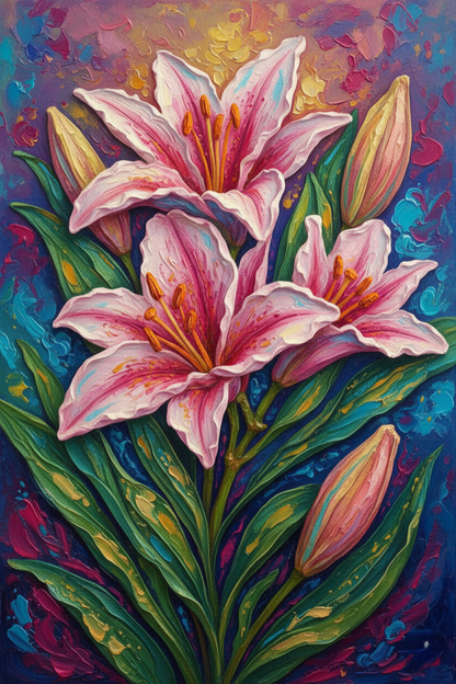 Abstract Lilies in Bloom