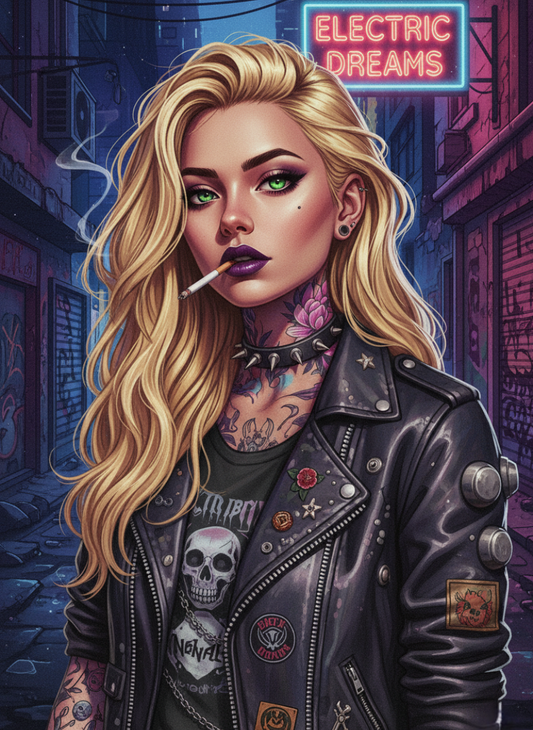 Punk Girl in Leather Jacket