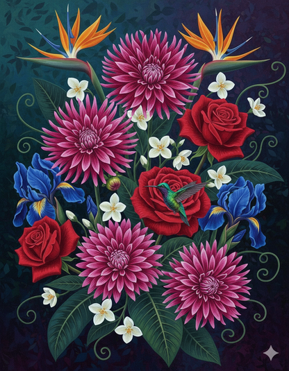 Bird of Paradise & Hummingbird