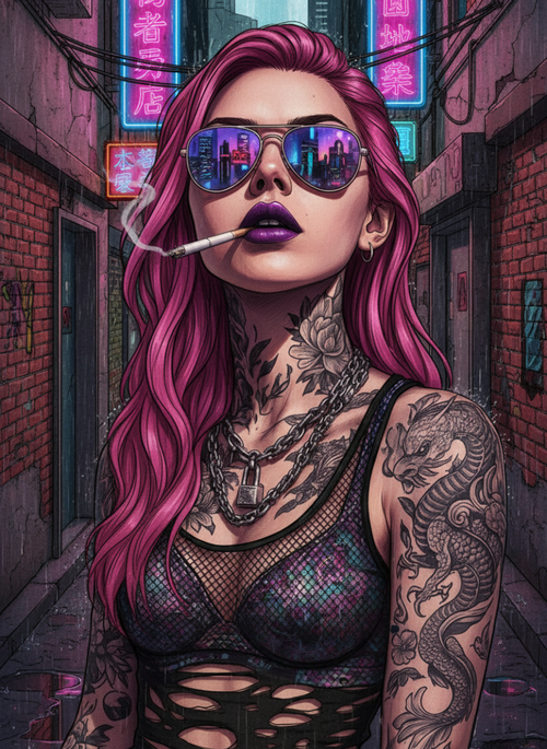 Cyberpunk Girl, Dragon Sleeve