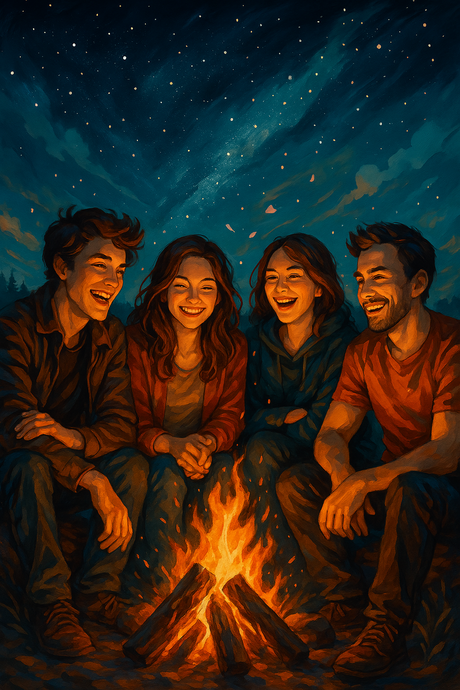 Friends Around a Campfire (Diamond Painting) Diamond Painting kit