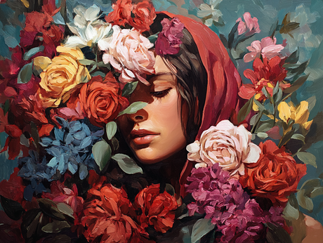 Blossoms And A Glance (Diamond Painting) Diamond Painting kit