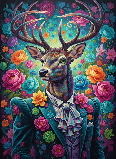 Floral Stag Lord (100 Color Diamond Painting) Diamond Painting kit