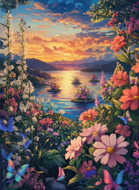 Floral Islands at Dusk (Diamond Painting) Diamond Painting kit