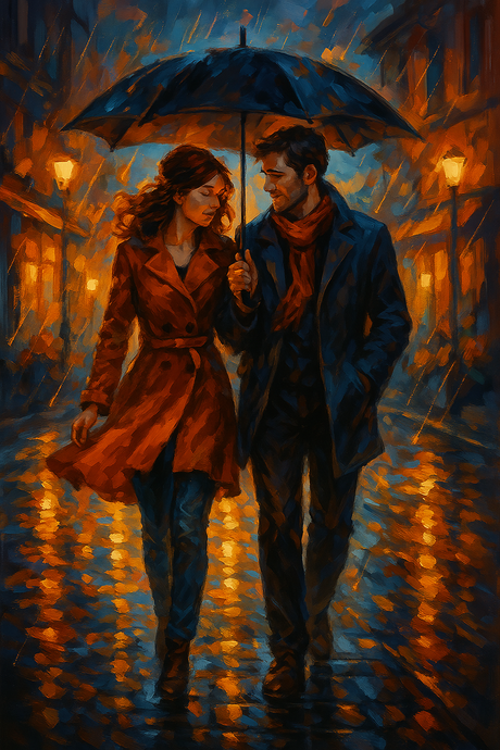 A Couple Walking in the Rain (Diamond Painting) Diamond Painting kit