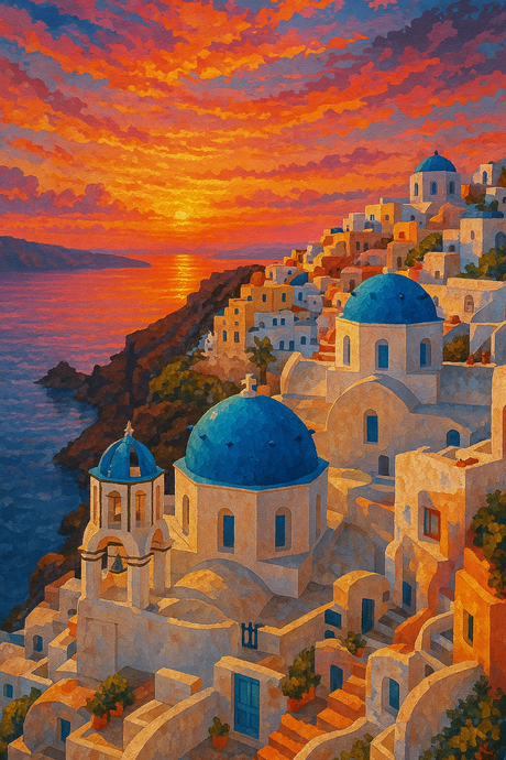 Santorini Sunset Glow (Diamond Painting) Diamond Painting kit