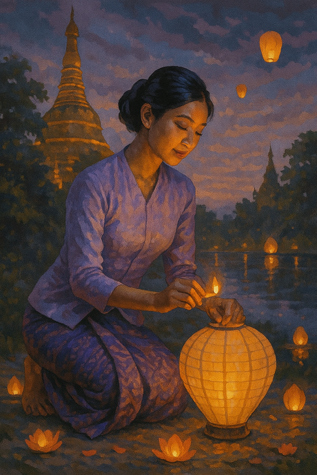 Burmese Lantern Whisperer (Diamond Painting) Diamond Painting kit