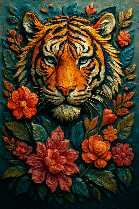 Tiger in Bloom (Diamond Painting) Diamond Painting kit