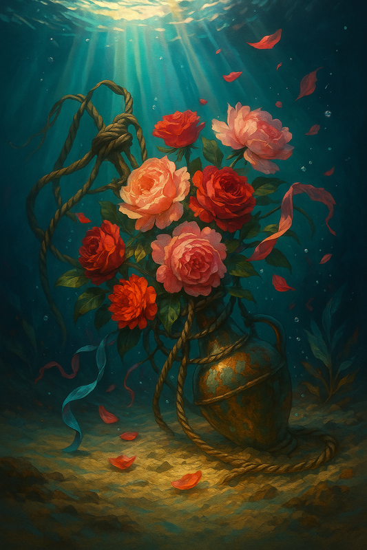 Sunken Roses in Bronze Amphora