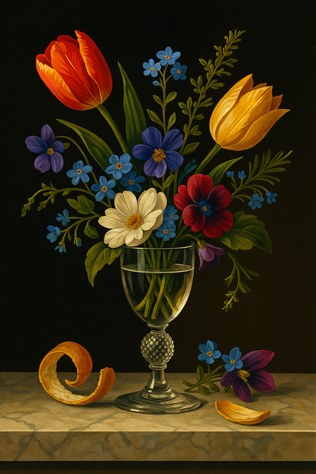 Tulips and Violets in Glass (Diamond Painting) Diamond Painting kit