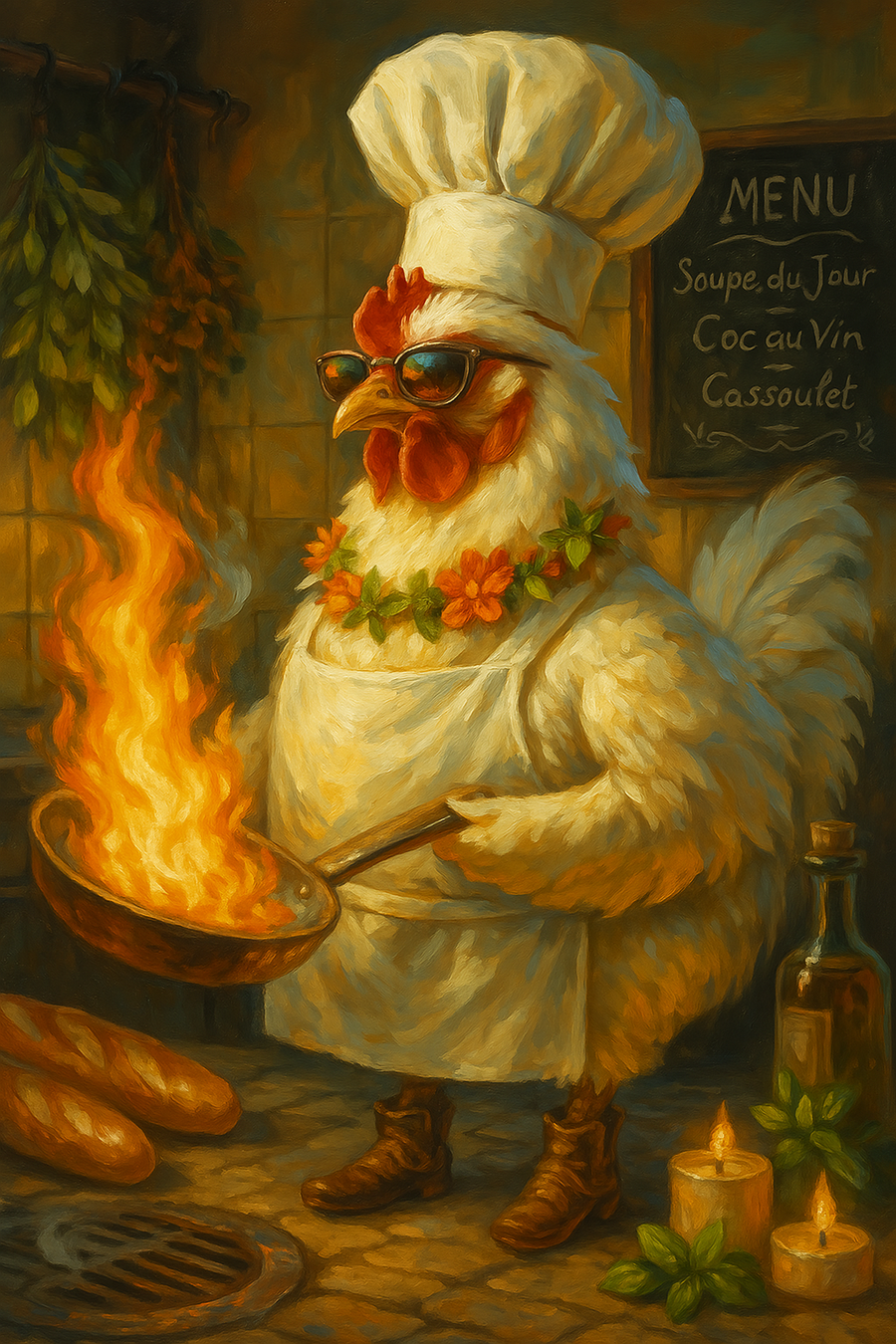 Chef Chicken in a French Kitchen (Diamond Painting)