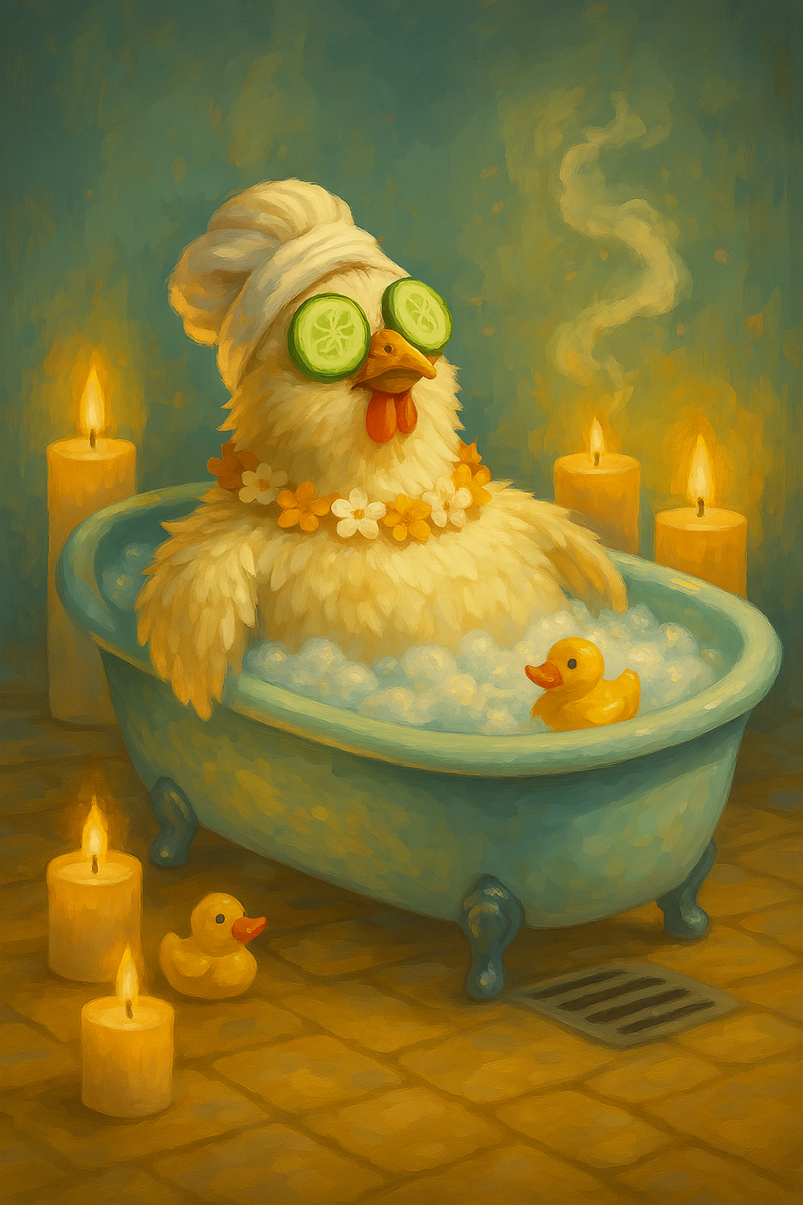 Chill Chicken in a Bathtub (Diamond Painting) Diamond Painting kit