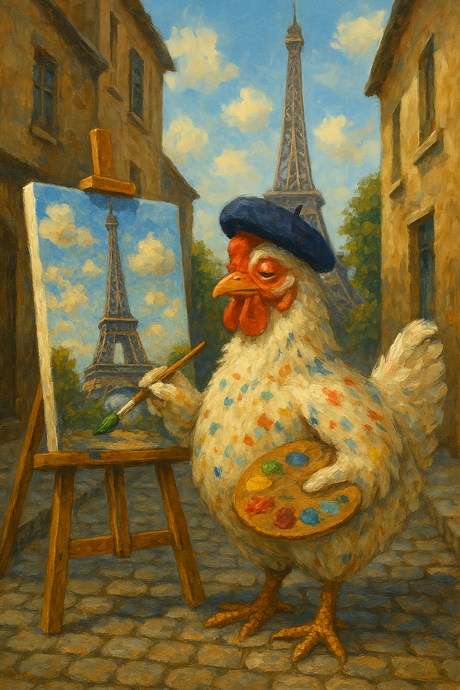 Painter Chicken in Paris (Diamond Painting) Diamond Painting kit