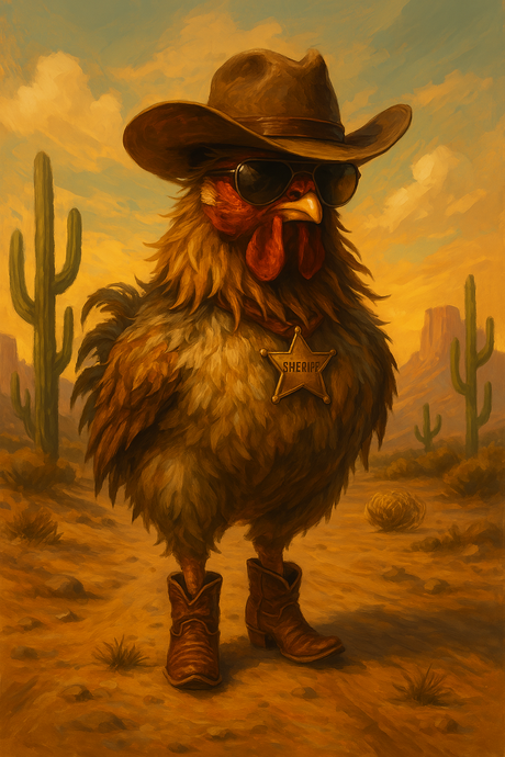 Cowboy Chicken in the Wild West (Diamond Painting) Diamond Painting kit