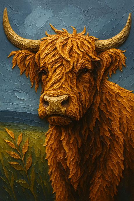 Golden Grazer Highland Cow (Diamond Painting) Diamond Painting kit