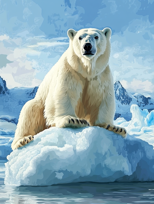 Polar Bear, Arctic Throne (Board Canvas)