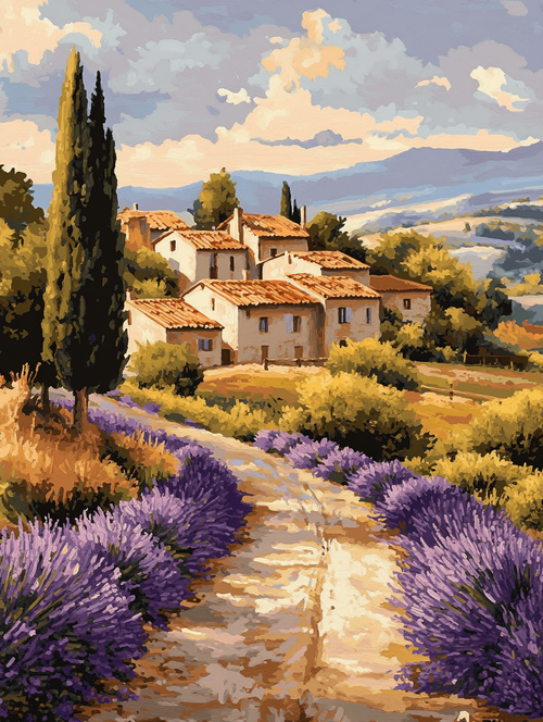Stone House Lavender Path ll (Board Canvas)