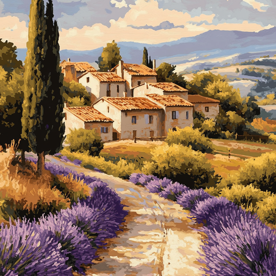 Stone House Lavender Path ll (Board Canvas)