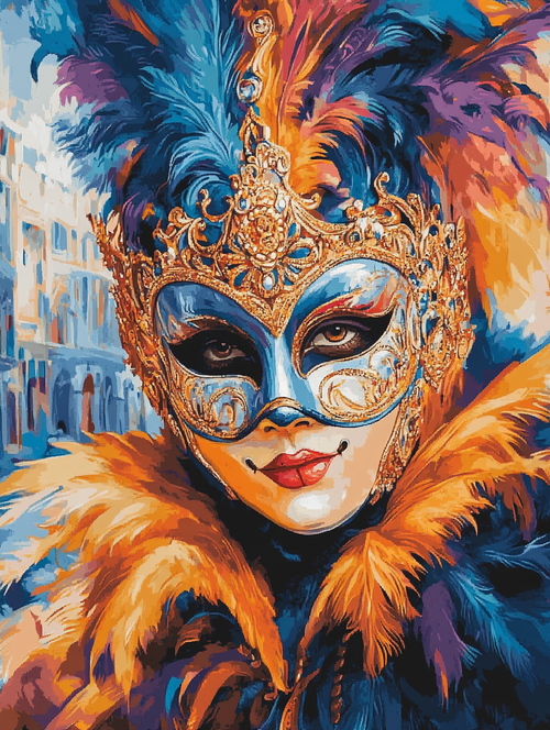 Venetian Masked Beauty l (Board Canvas)