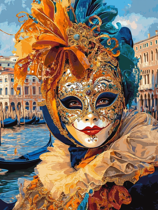 Venetian Masked Beauty lll (Board Canvas)