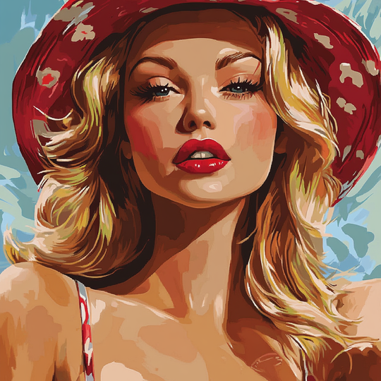 Blonde, Red Hat, & Summer Sun (Board Canvas)
