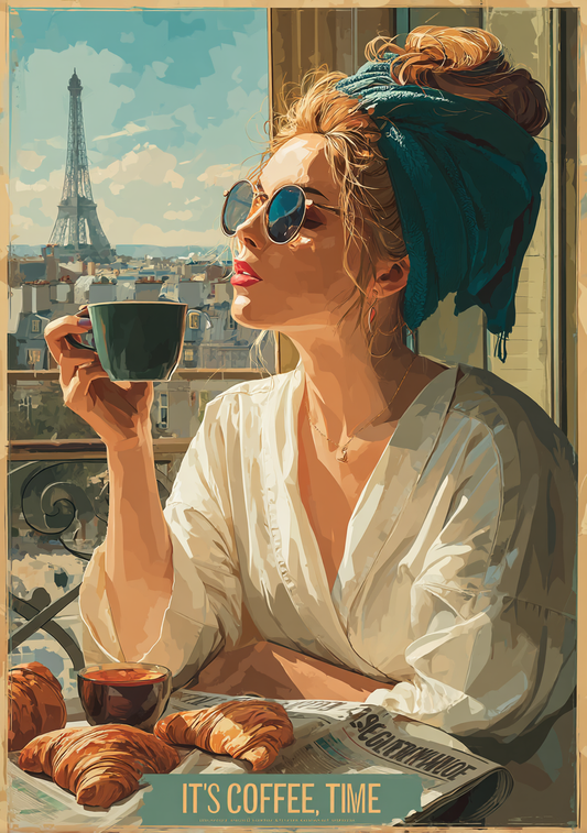 Lady, Coffee, Eiffel Tower View