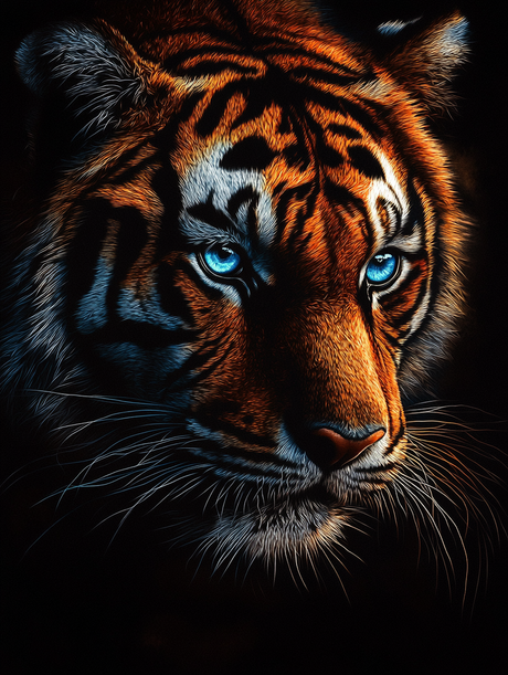 Tiger, Electric Blue Eyes (Board Canvas) Paint by Numbers kit