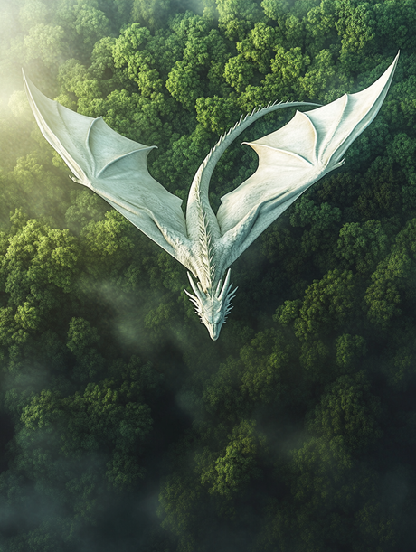 White Dragon, Forest Canopy (Diamond Painting) Diamond Painting kit