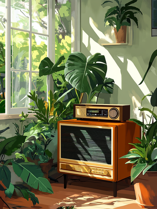 Monstera, Sunny Radio Nook (Board Canvas)