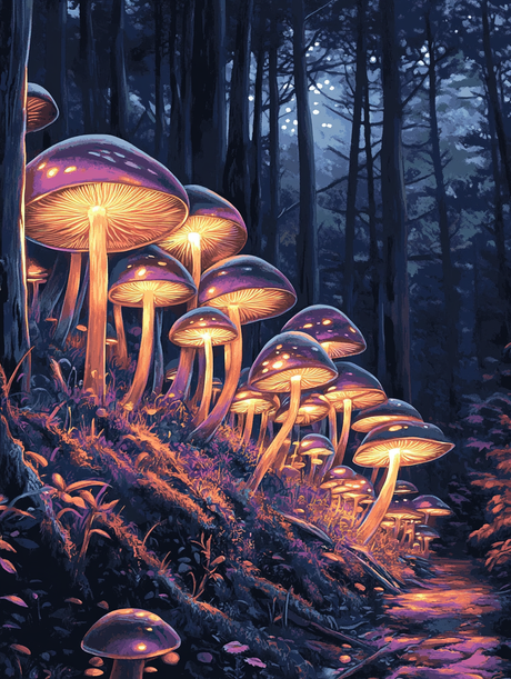 Enchanted Mushroom Path (Board Canvas) Paint by Numbers kit