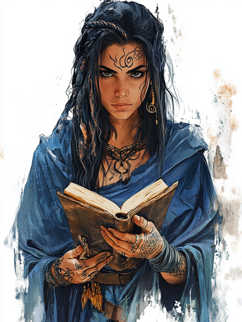 Sorceress, Blue Robe, & Runes (Diamond Painting) Diamond Painting kit
