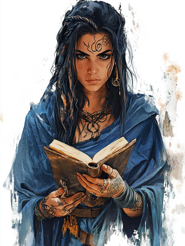 Sorceress, Blue Robe, & Runes