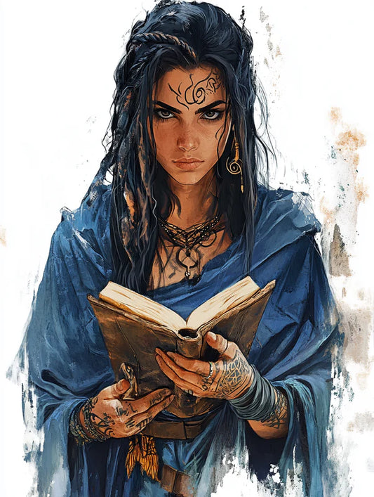Sorceress, Blue Robe, & Runes