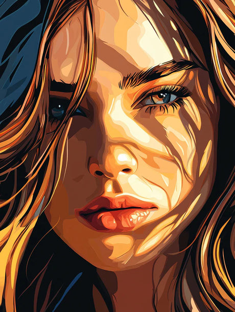 Woman, Golden Dramatic Light Paint by Numbers kit
