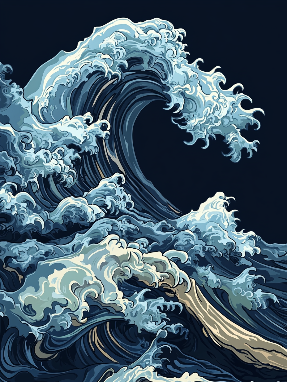 Great Wave, Midnight Blue (Diamond Painting) Diamond Painting kit
