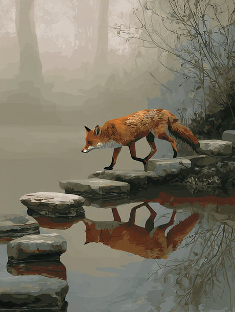 Fox Crossing Water Reflection Paint by Numbers kit