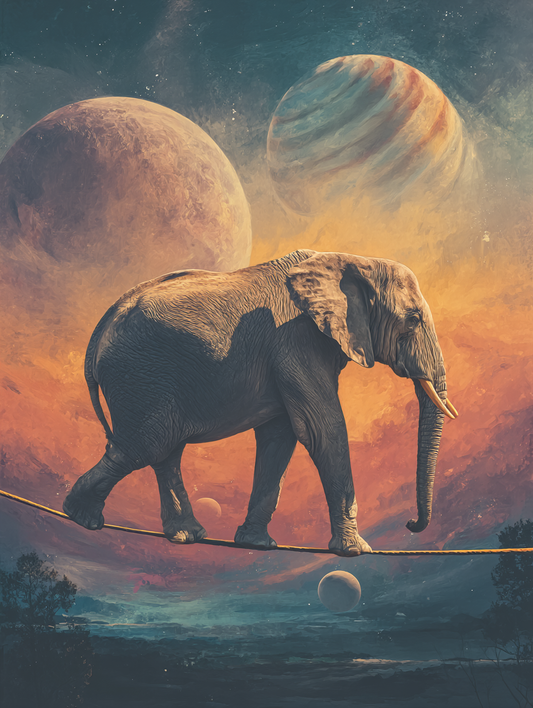 Space Elephant, Orange Sky